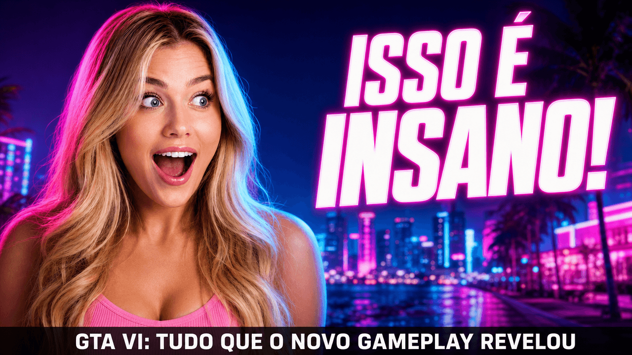 Thumbnail de GTA VI criada no Modo Agentic usando a foto da Sopphie