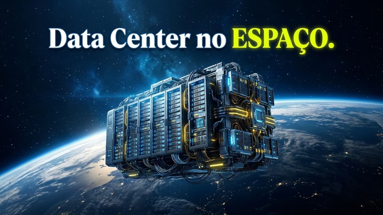 Thumbnail de ciência sobre inteligência artificial com composição espacial.